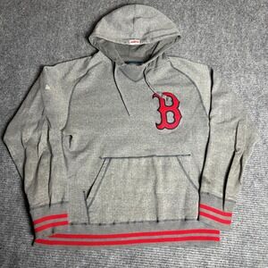 Majestic Athletic Boston Red Sox Baseball Hoodie Sweatshirt Grey Red Men's L